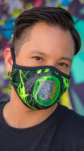 Green Eye Of The Tiger Face Mask