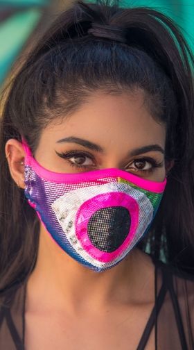 Rainbow Eye Of The Tiger Face Mask