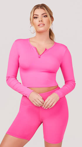 Pink Ribbed Sport Top