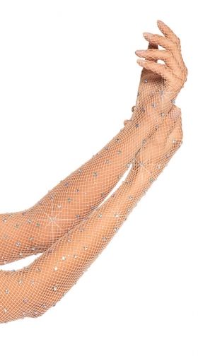 Rhinestone Fishnet Opera Gloves