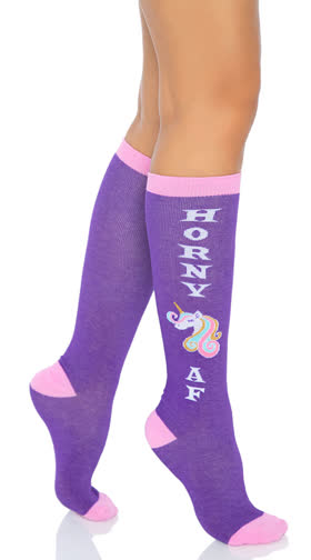Horny AF Color Block Knee Socks