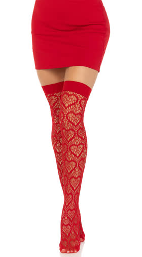 Heart Net Thigh High Stockings