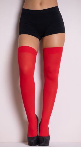 Opaque Nylon Thigh High Stockings
