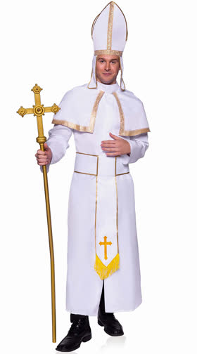 Men's White and Gold Pope Costume