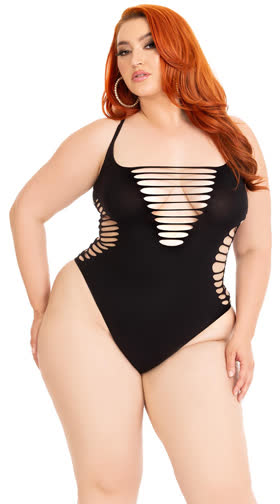 Plus Size Seamless Shredded Bodysuit