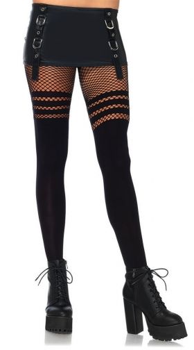 Striped Faux Thigh High Fishnet Pantyhose