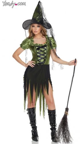 Seductress Emerald Witch Costume