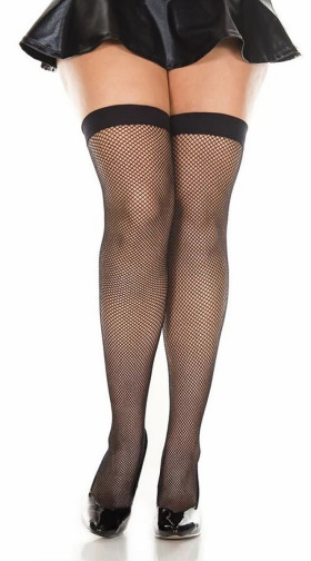 Plus Size Fishnet Thigh High Stockings