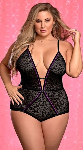 Plus Size Wild Card Mesh Teddy