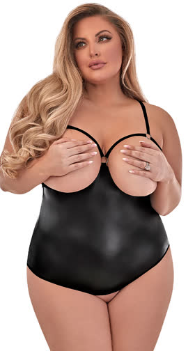 Plus Size Wait For Me Wet Look Teddy
