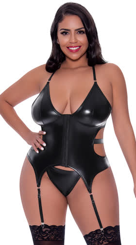Plus Size Vinyl Encounter Bustier Set