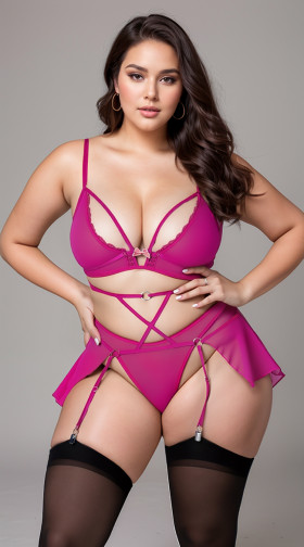 Bralette, High Leg Panty & Garter Skirt Set