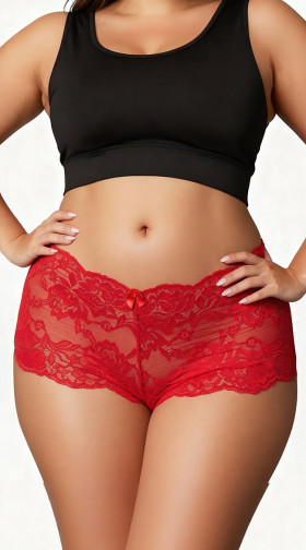 Plus Size Lace Boy Short with Sweetums Intimate Wipes