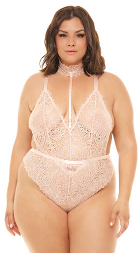 Plus Size Dahlia Lace Choker Teddy