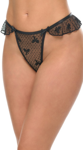 Brooke Mesh Thong with Bow And Ruffles
