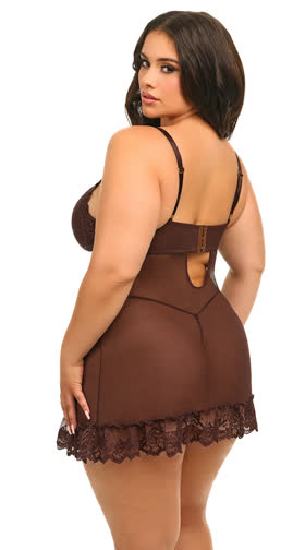 Plus Size Flirty Lace Babydoll Set