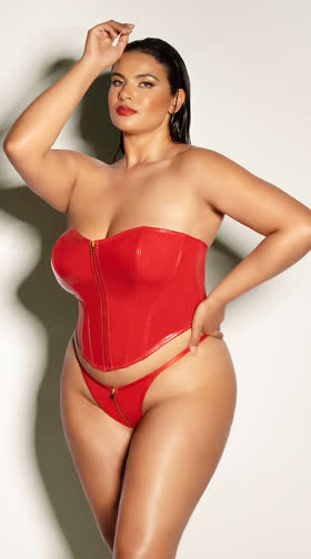 Plus Size Rider Vinyl Bustier Set