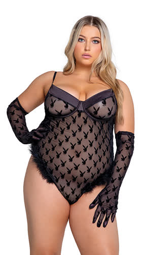 Plus Size Playboy Bunny Noir Teddy