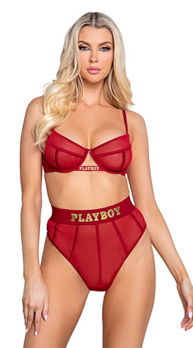 Playboy High Waisted Cage Bra Set