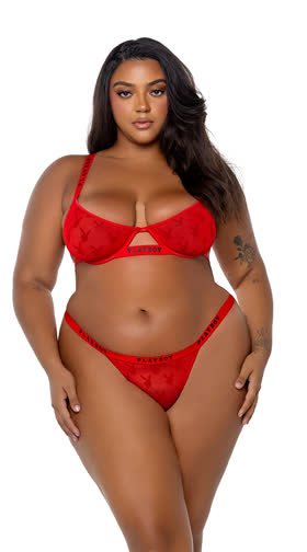 Plus Size Playboy Bunny Rouge Bra Set
