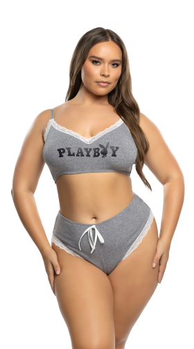 Plus Size Playboy Comfy Bunny Cropped Cami Set