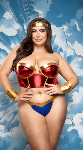 Plus Size Rope Me In Superhero Lingerie Costume Set