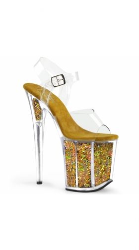8 Inch Clear Glitter Platform Sandal