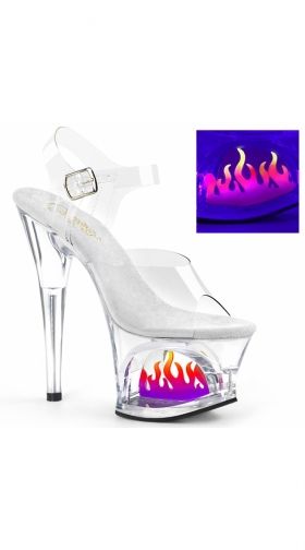 7 Inch On Fire Clear Heel Sandal