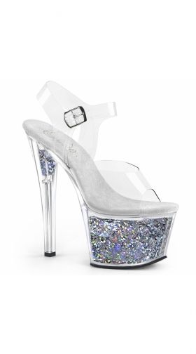 7 Inch Clear Glitter Filled Sandal