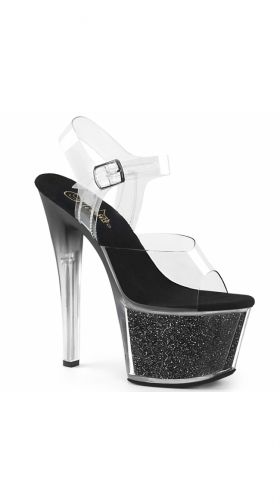 7 Inch Clear Glitter Sandal