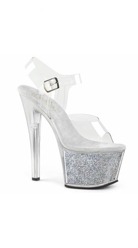 7 Inch Clear Glitter Sandal