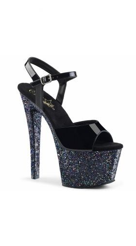 7 Inch Black Patent Glitter Sandal