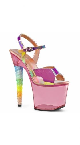 7 Inch Ankle Strap Chrome Unicorn Heel