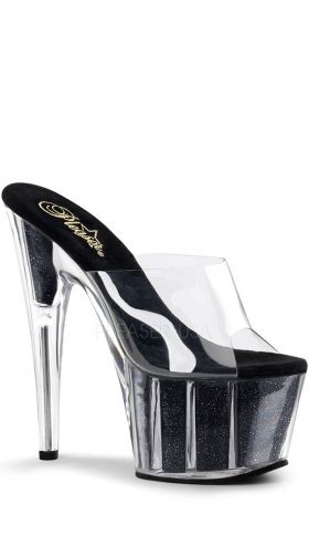 7 Inch Stiletto Heel Glitter Filled Platform Slide