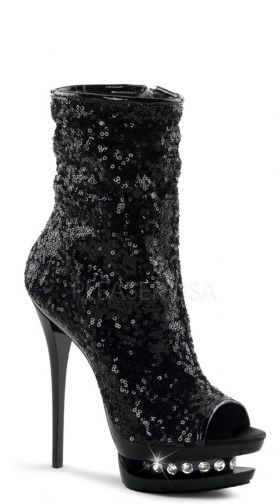 6 Inch Sequined Open Toe Ankle Boot