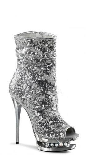 6 Inch Sequined Open Toe Ankle Boot