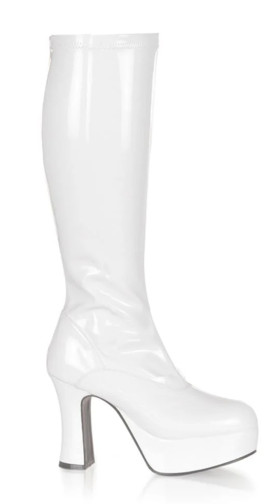 White Stretch Knee High Viper Boot