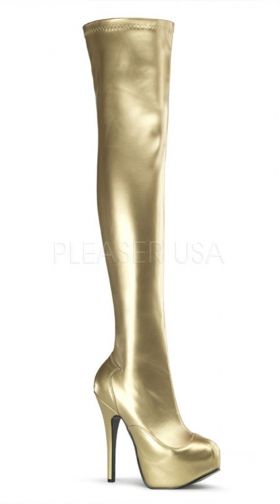 5 3/4 Inch Heel, 1 3/4 Inch Hidden Pf Stretch Thigh Boot, Side Zip