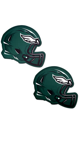 Midnight Green and White Football Helmet Pasties