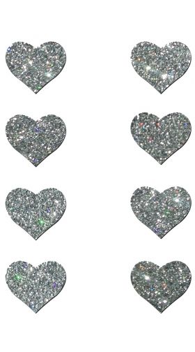 Mini Silver Glitter Heart Pasties