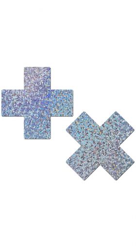 Silver Glitter Cross Pasties