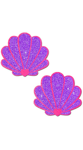 Neon Pink & Purple Glitter Mermaid Shells Pastie