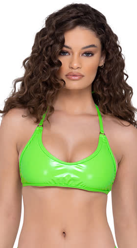 Green Cropped Vinyl Dance Top