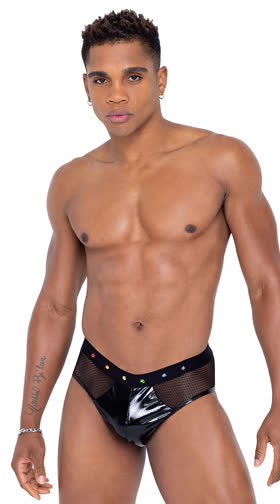 Men's Studded Vinyl and Fishnet Briefs