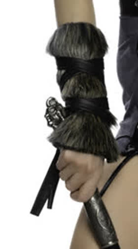 Pair Of Faux Fur Gauntlets With Tie
