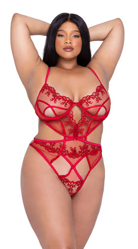 Plus Size Rouge Cut-Out Bow Teddy