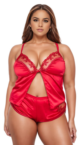 Plus Size Rouge Bow Camisole Lounge Set