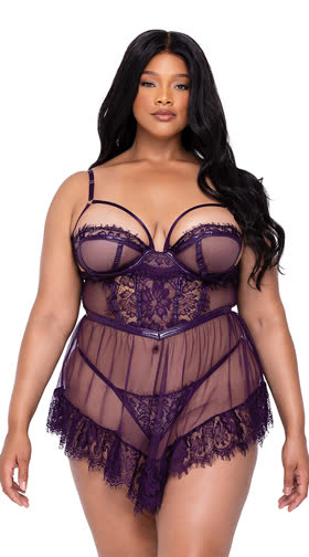 Plus Size Sugar Plum Babydoll Set