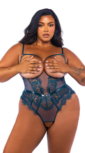 Queen Eden Open-Cup Crotchless Teddy