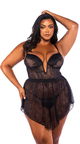 Queen Belle Noir Babydoll Set